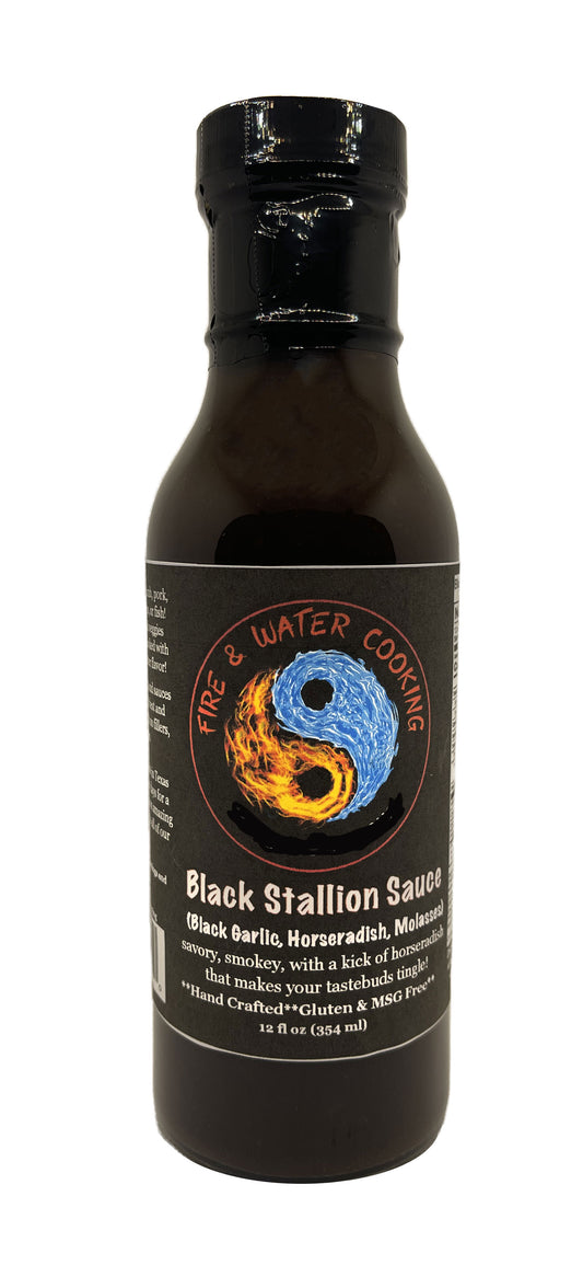 Fire & Water Cooking Black Stallion Sauce with Black Garlic for Beef, Pork, and Chicken