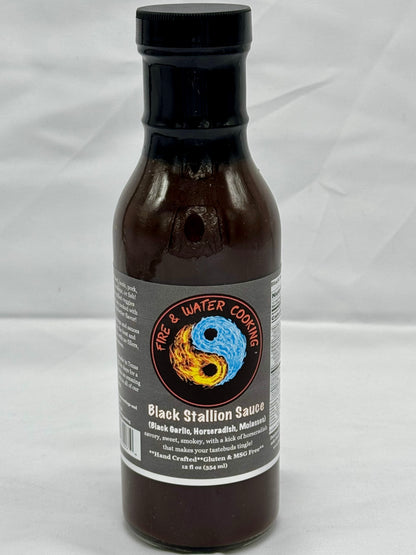 Fire & Water Cooking Black Stallion Sauce with Black Garlic for Beef, Pork, and Chicken