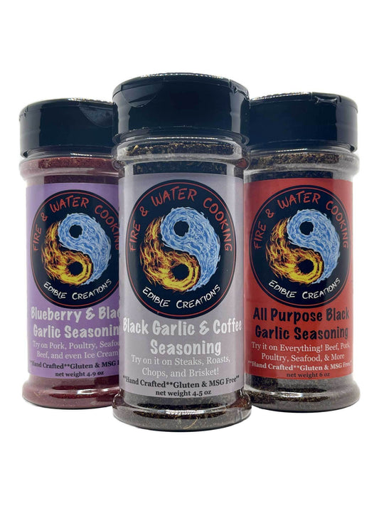 Case Sale! 3 Rubs- Blueberry & Black Garlic, Black Garlic & Coffee, All Purpose Black Garlic 12 Bottles Free Shipping!